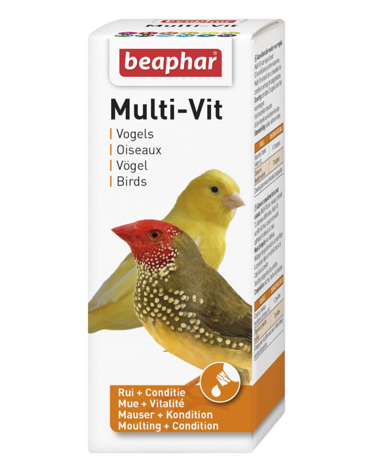 Beaphar – Multi-VIT, vitamines pour Oiseau – Contient 11 vitamines – Assure Une santé optimale – Stimule Le Chant – Accélère la mue – Rend Le Plumage sain et Brillant – 50 ML