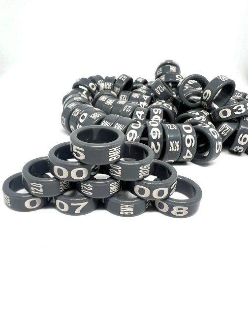 Bagues plastique 2026 pour pigeons / poules 08/10/12/14/16/18/20mm couleur GRIS