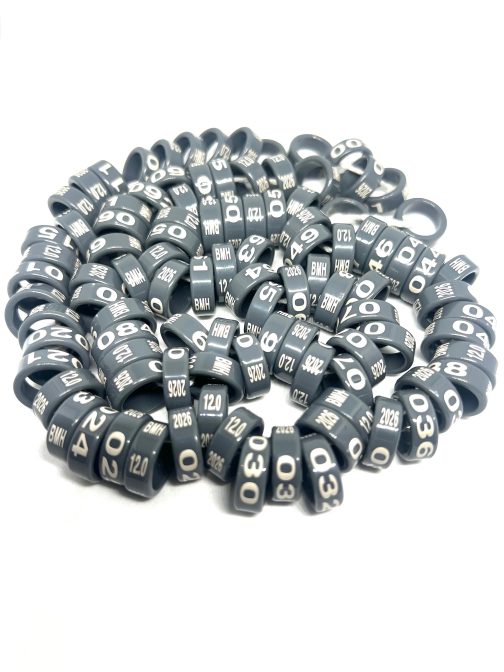 Bagues plastique 2026 pour pigeons / poules 08/10/12/14/16/18/20mm couleur GRIS – Image 3